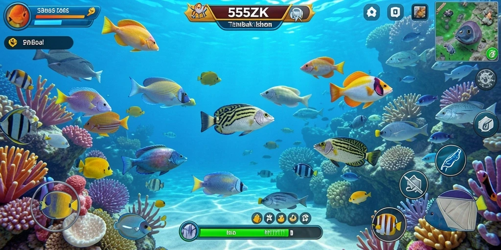 Screenshot gameplay menampilkan aksi seru dalam menembak ikan di 555ZK.
