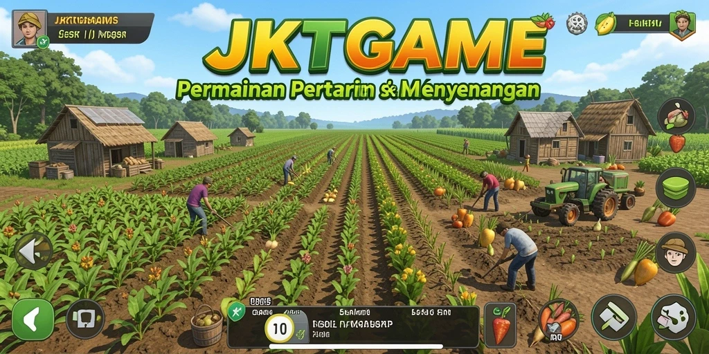 Screenshot JKTGAME menampilkan gameplay bertani yang menyenangkan.