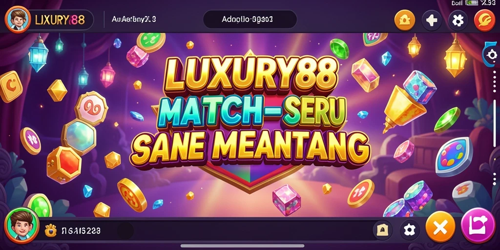 Screenshot LUXURY88 menunjukkan gameplay Match-3 yang menarik dan penuh warna.