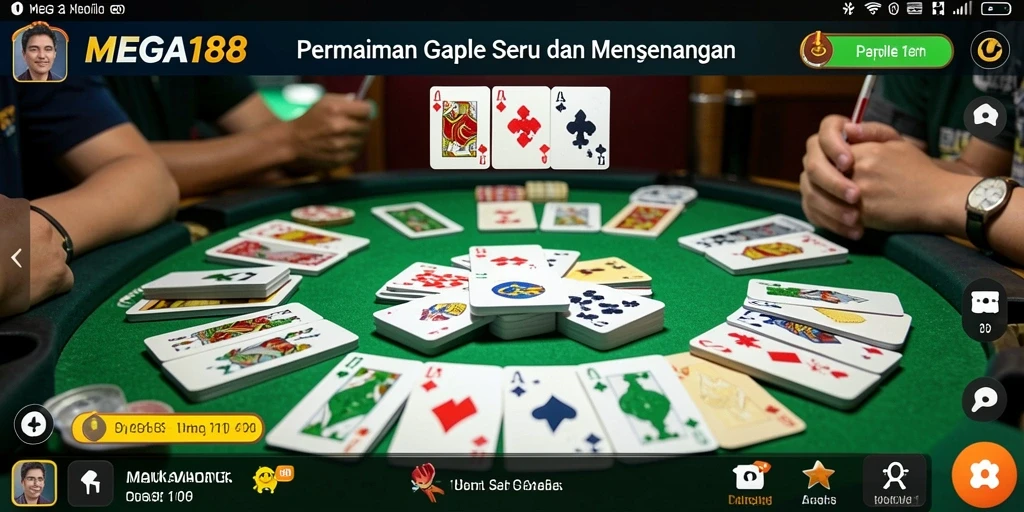 Screenshot gameplay MEGA188 menampilkan momen seru bermain Gaple.