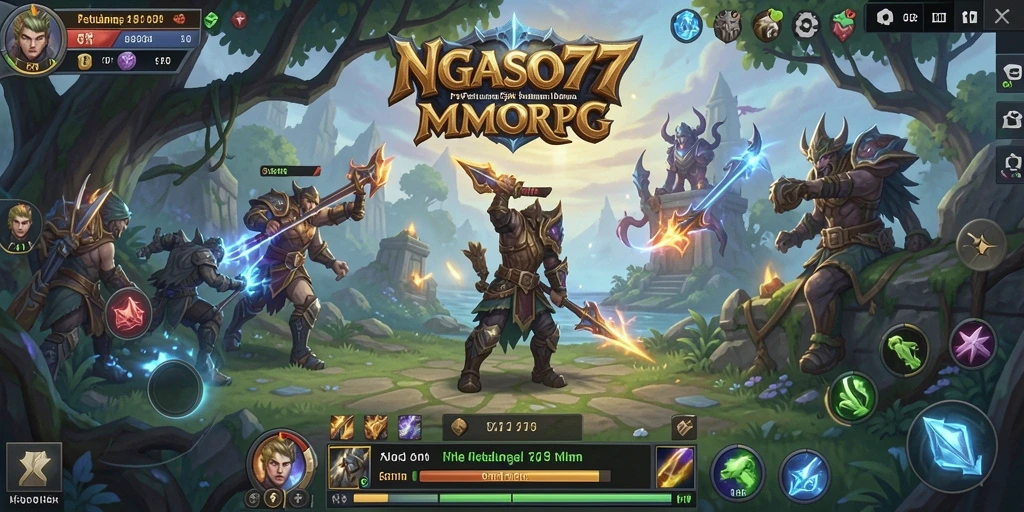 Screenshot gameplay NGASO77 menampilkan pertarungan epik dengan grafis menakjubkan.