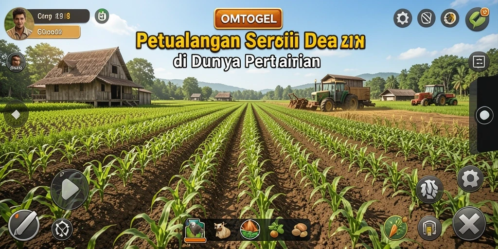 Tangkapan layar permainan OMTOGEL yang menggambarkan aktivitas pertanian yang seru.