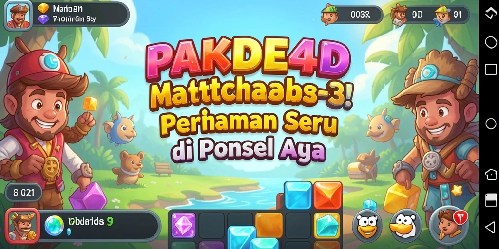 Tampilan gameplay seru dari PAKDE4D dengan permata berwarna-warni.
