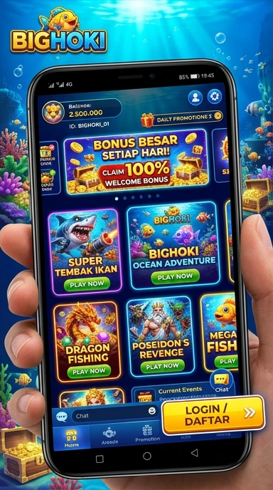 Tampilan antarmuka pengguna bighoki di perangkat Android.